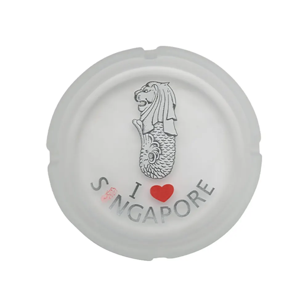 Frosted Glass Ashtray — I Love Singapore