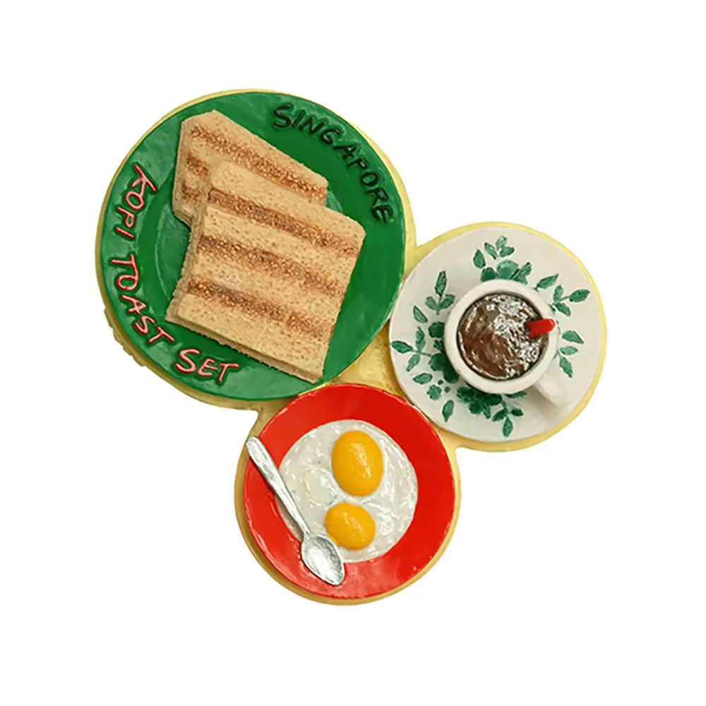 3D Fridge Magnet — Kopi & Kaya Toast Set